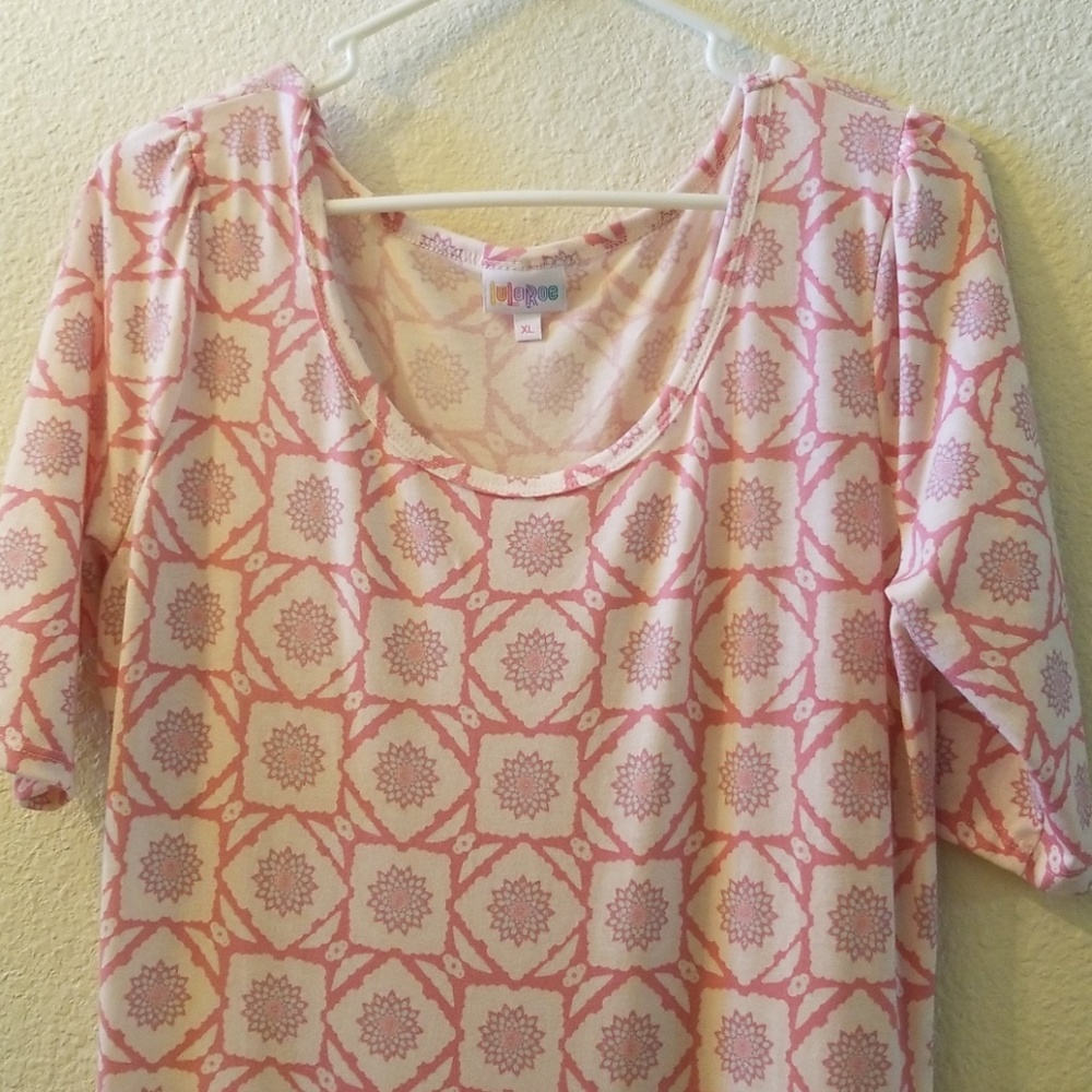 Lularoe Ana long dress pink and white